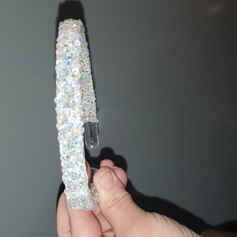 New boutique handmade rhinestone glitter flexible plastic headband - Picture 3 of 5